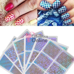 Stickere 3D Combinate  3DA43 Silver Holografic, 6 Sabloane